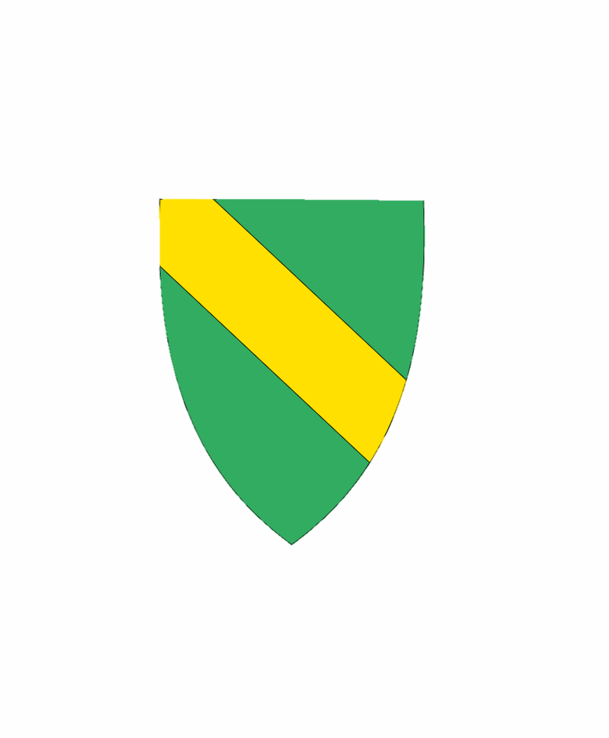 Bilde av Råde kommunevåpen, grønn med gul stipe diagonalt