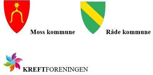 Illustrasjonsbilde av logoene til Råde kommune, Moss kommune og Kreftforeningen. - Klikk for stort bilde