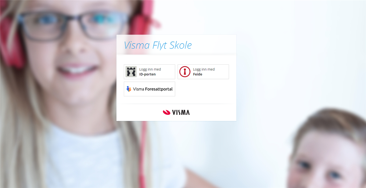 Skjermdump fra innloggingsportalen til Visma Min Skole - foresatt - Klikk for stort bilde